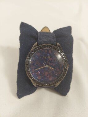 NOS Y2K Guess Black Rhinestone Purple Face Watch